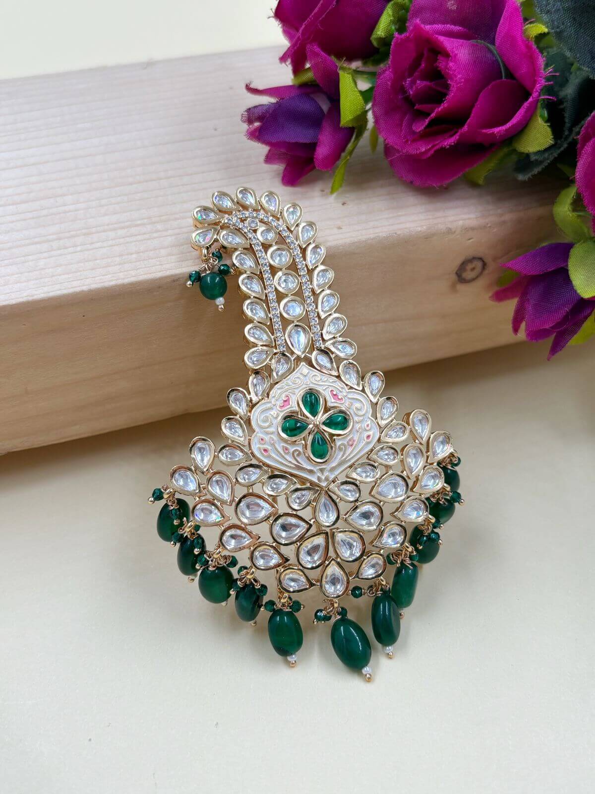 Polki Kundan Rajwadi Green Kalangi For Men | Safa Kalangi