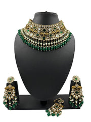 Maharani Designer Polki Kundan Green Bridal Jewellery Necklace Set By Gehna Shop