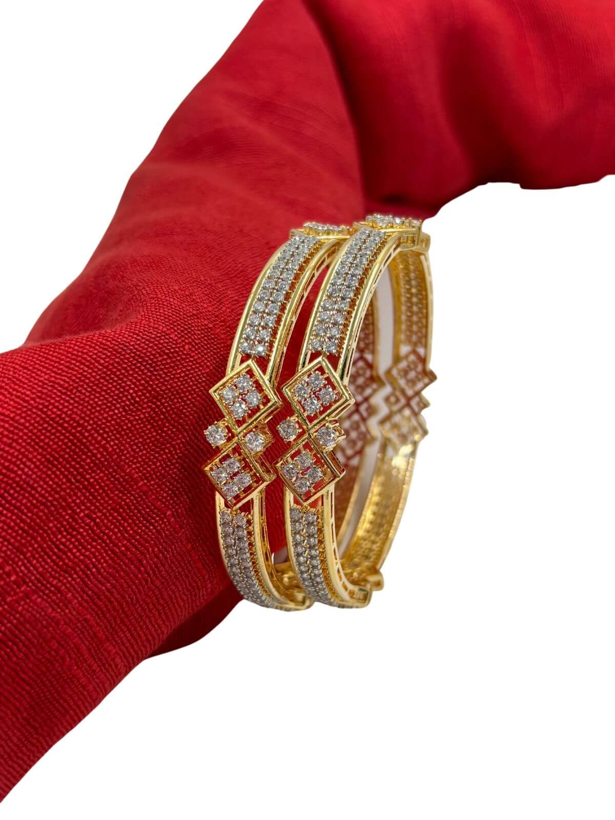 Dual Tone American Diamond Bangles | CZ Stone Bangls Set