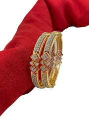 Dual Tone American Diamond Bangles | CZ Stone Bangls Set