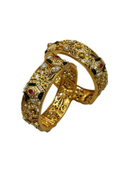Gold Plated Floral Design Gold Bangles Set | Ladies Bangles