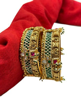 Shrishti Antique Golden Kundan Kada Bangles Set | Ladies Bangles