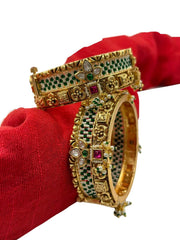 Shrishti Antique Golden Kundan Kada Bangles Set | Ladies Bangles