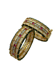 Pavitra Designer Antique Kundan Pearl Bangles Set By Gehna Shop