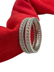 Silver Rhodium Plated American Diamond Bangles | Silver Zircon Bangles
