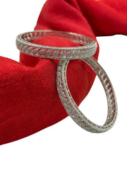 Silver Rhodium Plated American Diamond Bangles | Silver Zircon Bangles