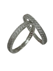Silver Rhodium Plated American Diamond Bangles | Silver Zircon Bangles