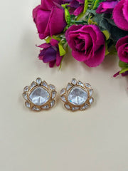 Designer Lightweight Uncut Polki Stud Earrings | Big Stud Earrings For Women