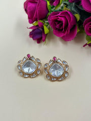 Designer Lightweight Uncut Polki Stud Earrings | Big Stud Earrings For Women