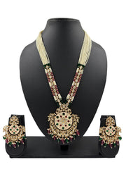 Royal Long Polki Kundan Pendant Necklace Set | Wedding Jewellery Set