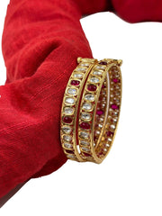 Damini Designer Thin Polki Kada Pink Bangles For Women