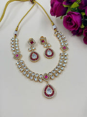Saisha Gold Plated Modern Party Wear Polki Kundan Jewellery Necklace Set