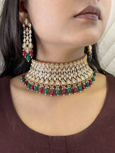 Anaisha Designer Polki Bridal Necklace Set With Tikka | Red Bridal Jewellery Set