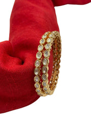 Oval Shape Artificial Thin Polki Bangles Set | Designer Sleek Kundan Bangles