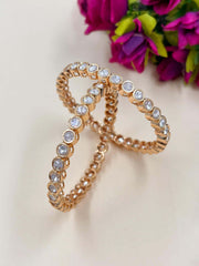 Rose Gold Finish Round Shape Artificial Thin Polki Bangles Set | Designer Kundan Bangles For Women