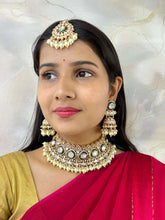 Designer Bridal Polki Choker Necklace Set With Tikka | Green Polki Choker Jewellery Necklace Set