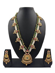 Sushmita Designer Long Antique Gold Necklace Set | Antique Gold Wedding Jewellery