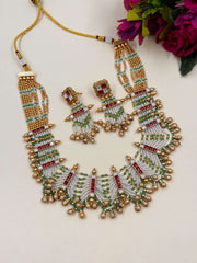 Nayantara Gold Plated Pearls And Kundan Antique Gold Necklace Set
