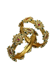 Anisha Gold Plated Artificial Antique Golden Bangles Set