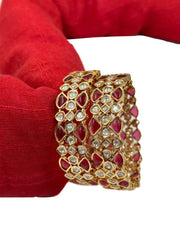 Designer Studded Kundan Polki And Ruby Kada Bangles | Ladies Kundan Bangles
