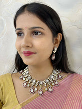 Designer Dual Tone Victorian Polki Party Wear Jewellery Necklace Set