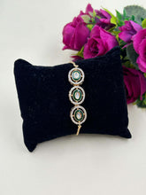 Delicate AD And Polki Kundan Chain Bracelet with green meenakaari