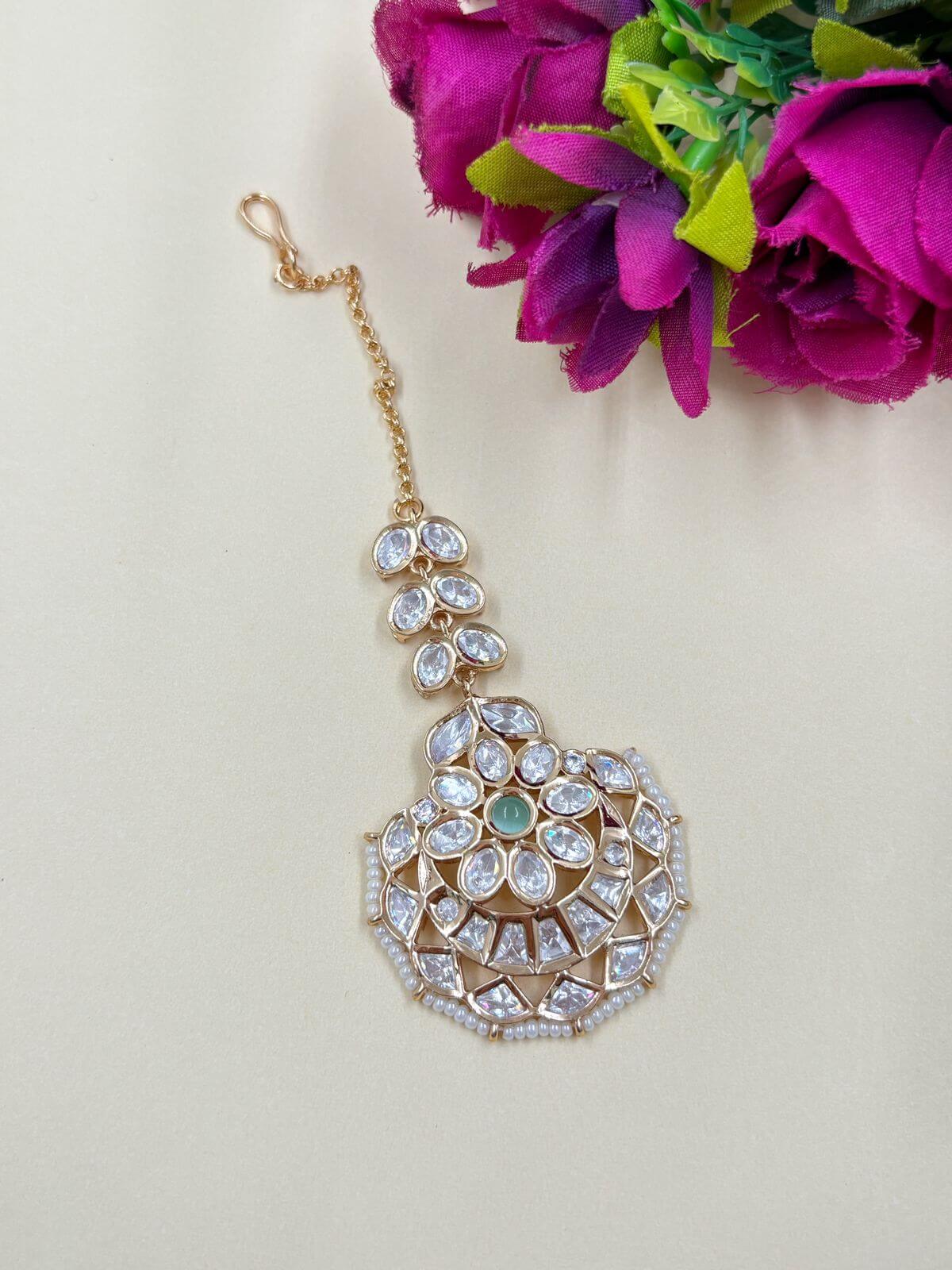 Traditional Kundan Polki Maang Tikka For Women