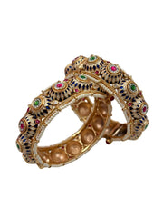 Anushka Beautiful Multi Color Gokhru Kada Bangles With Blue Meenakari
