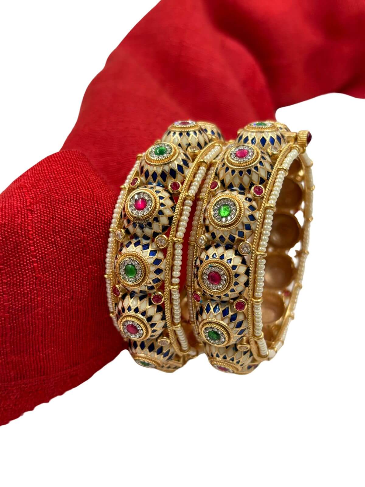 Anushka Beautiful Multi Color Gokhru Kada Bangles With Blue Meenakari