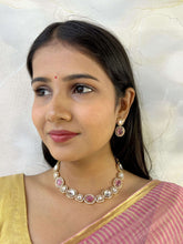 Tanvi Modern Look Short Pink Polki Party Necklac Set