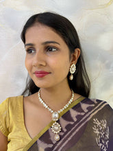 Stylish And Modern Look Polki Party Necklace With Flower Drop