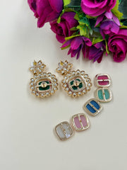 Harika Stylish Changeable Stones Polki Dangler Earrings For Ladies