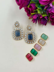 Contemporary fashionable Changeable Stones Polki Dangler Earrings
