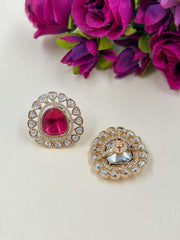 Oversized Ad And Polki Stud Earrings | Pary Wear Earrings