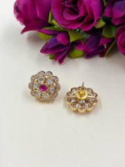 Pratibha Lightweight Flower Design Small Uncut Polki Stud Earrings