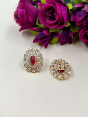 Ishka Unique AD And Uncut Polki Stud Earrings | Kundan Studs