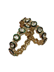 Traditional Artificial Unique Green Meenakari Polki Kada Bangles