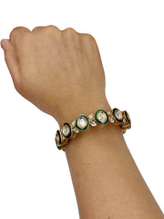 Traditional Artificial Unique Green Meenakari Polki Kundan Bangles For Women