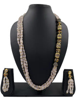 Designer Multi Layered Semi Precious Rose Quartz Beaded Necklace Set online for women