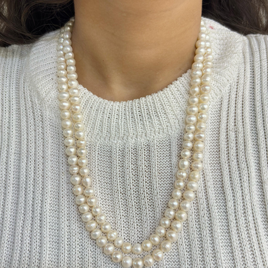 Beaded Pearl Necklace, Water Resistant