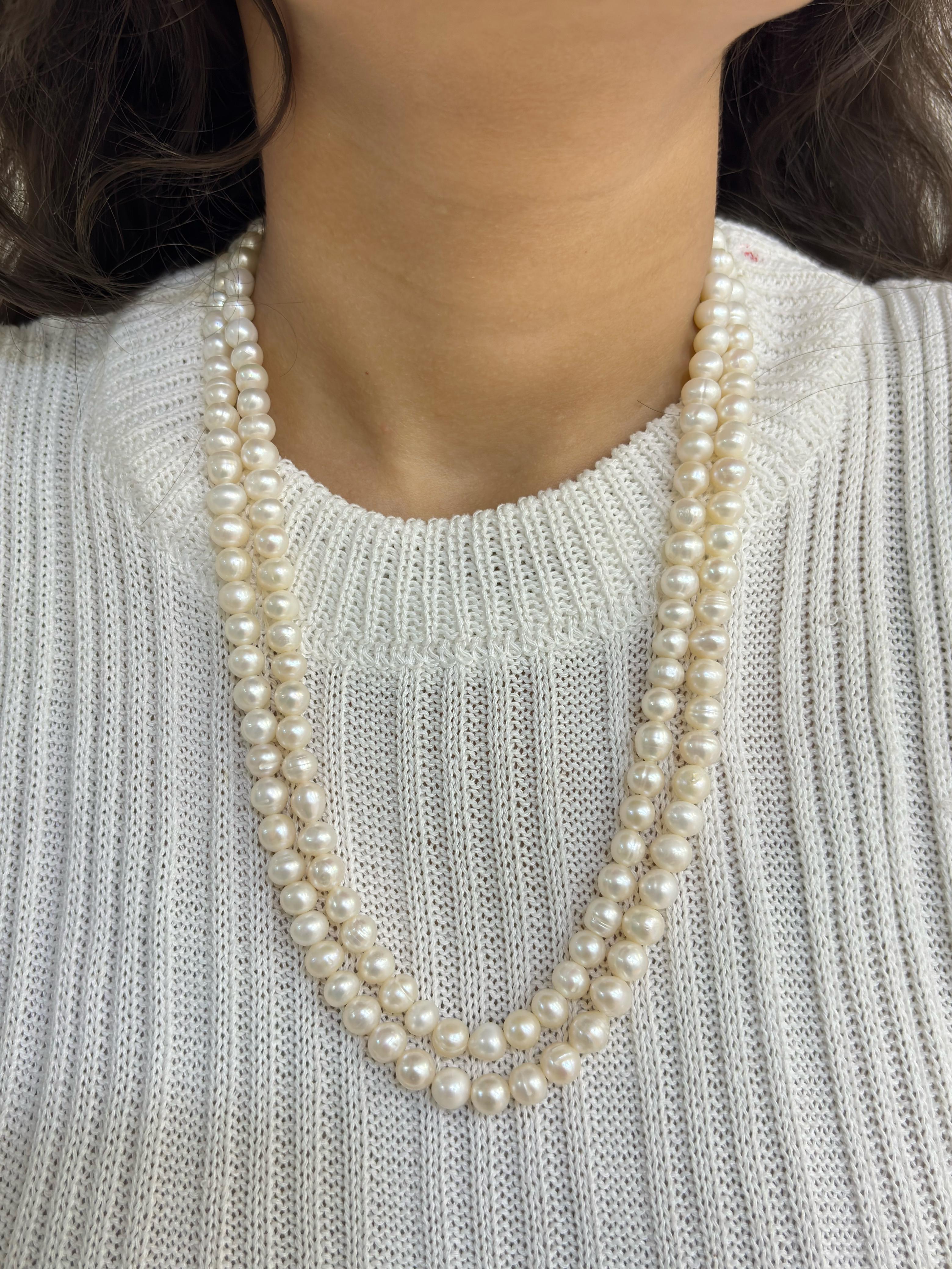 Double Layered Real Fresh Water Pearl Beaded Necklace online for women