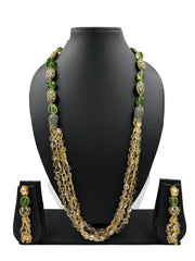 Designer Long Gemstone Yellow Citrine Beaded Jewellery Necklace Set for Women