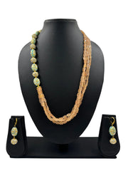 Designer Side Pattern Semi Precious Gemstone Beads Jewellery Necklace Set