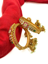 Swarnika Gold Plated Antique Gold Kada Bangles With Jhumka online for women