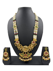 Madhulika Long Antique Gold Jewellery Necklace Set With Pearls handcrafted for weddings