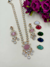 Kimaya Modern Long Kundan Polki Necklace Set With Changeable Stones