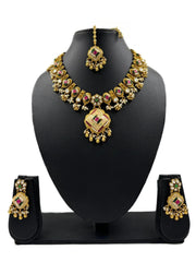Shubhi Wedding Wear Exclusive Kundan Antique Gold Jewellery Set