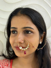 Rose Gold Finish Bridal Red Kundan Nath | Nose Ring Designs Online