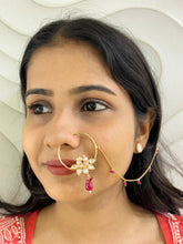 unique Flower Design Red Kundan Nath Nose Ring for women online
