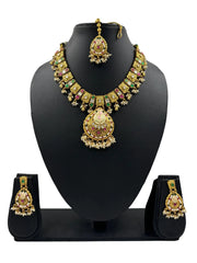 Renuka Designer Artificial Antique Golden Necklace Set with tikka For Weddings and parties online